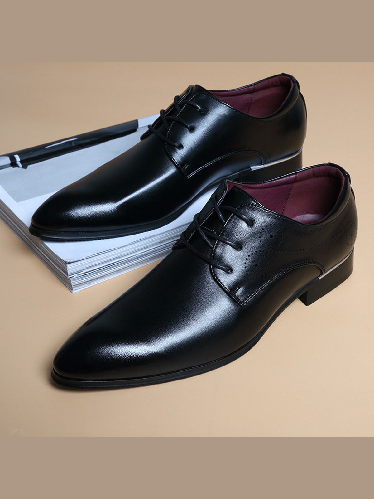 Black handcrafted genuine leather shoes - color image
