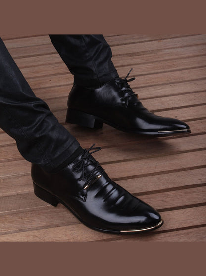 Black handcrafted genuine leather shoes - color image