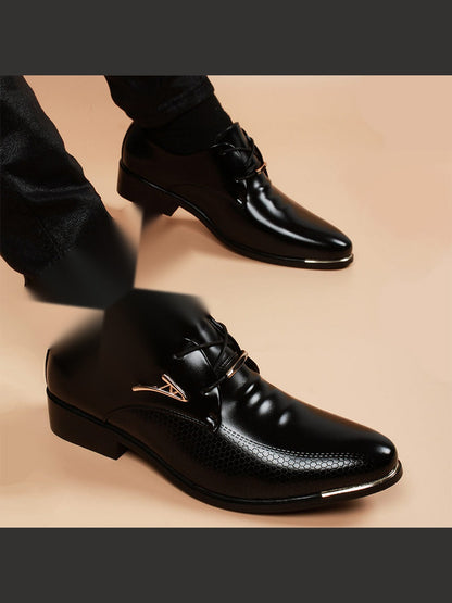 Black handcrafted genuine leather shoes - color image