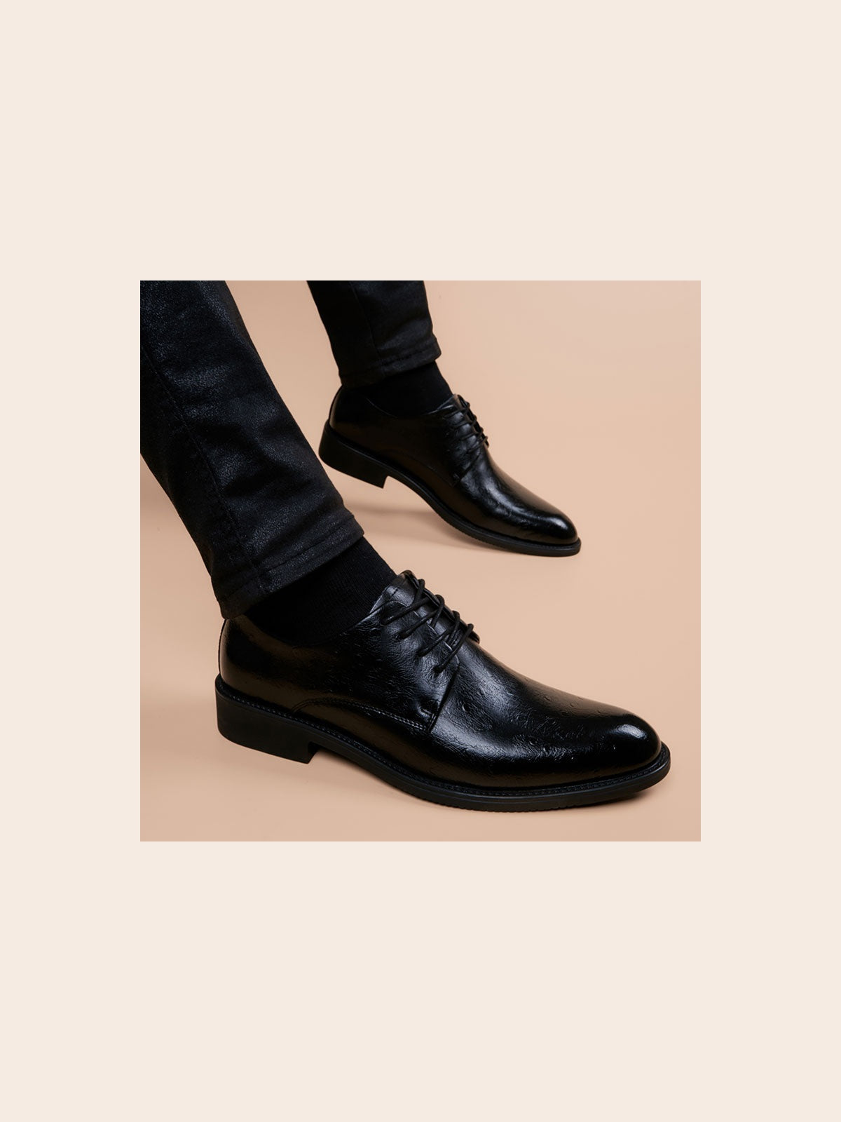 Black handcrafted genuine leather shoes - color image