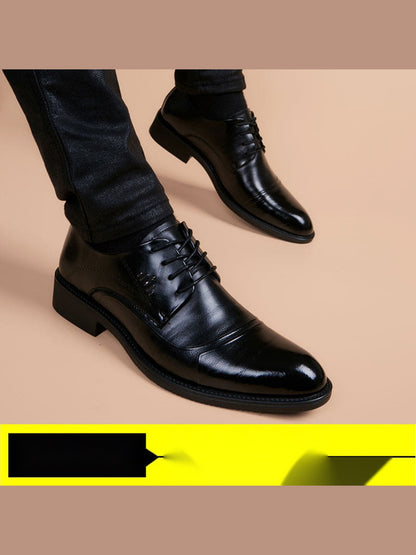 Black handcrafted genuine leather shoes - color image