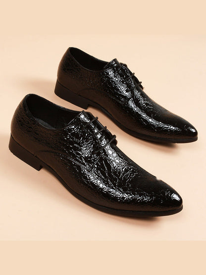 Black handcrafted genuine leather shoes - color image