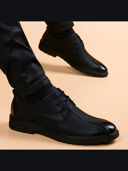 Black handcrafted genuine leather shoes - color image