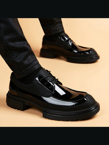 Black handcrafted genuine leather shoes - color image