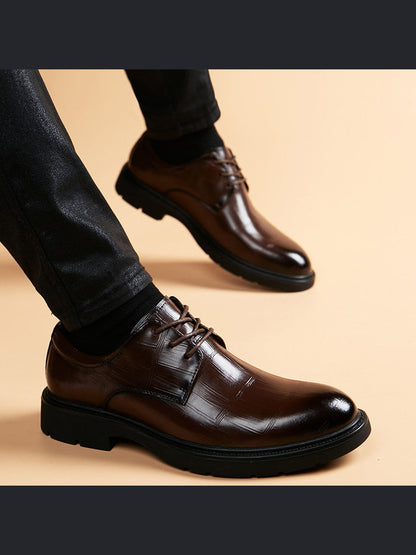 Brown handcrafted genuine leather shoes - color image