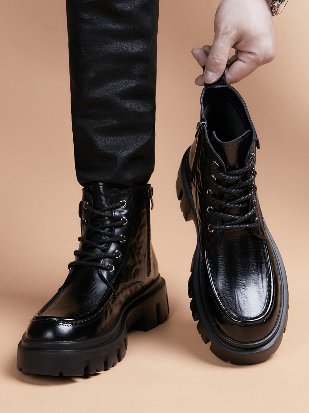 Handcrafted Genuine Leather Men's Boots - product view 2