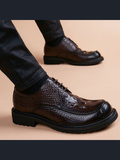 Brown handcrafted genuine leather shoes - color image