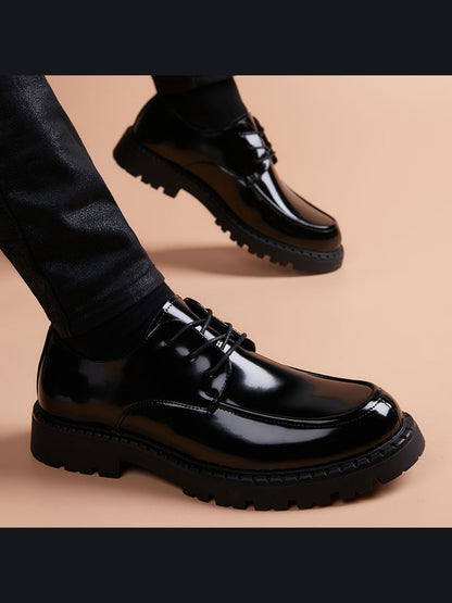 Black handcrafted genuine leather shoes - color image