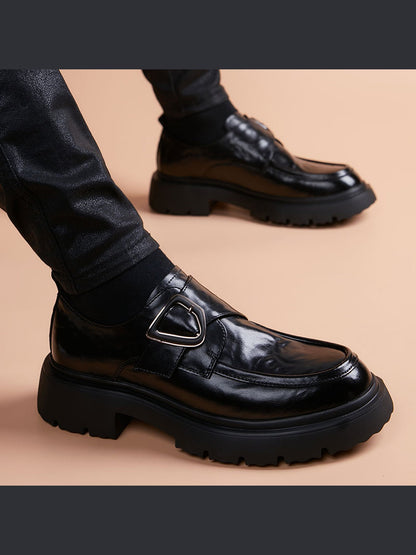 Black handcrafted genuine leather shoes - color image