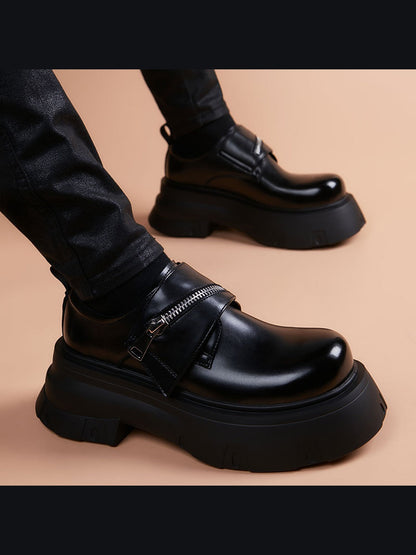 Black handcrafted genuine leather shoes - color image