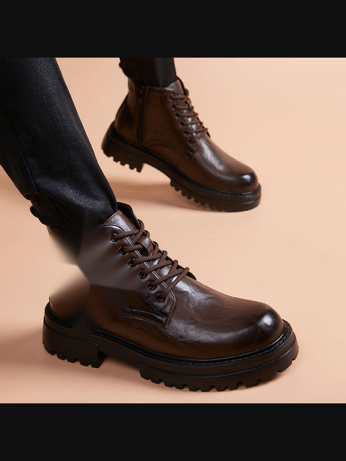 Brown handcrafted genuine leather shoes - color swatch