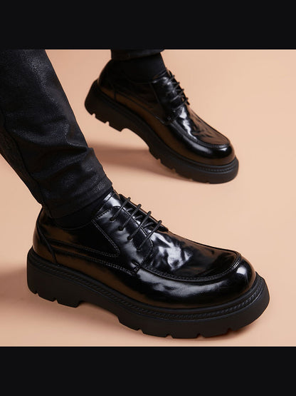 Black handcrafted genuine leather shoes - color image