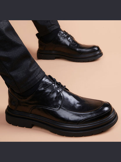 Black handcrafted genuine leather shoes - color image