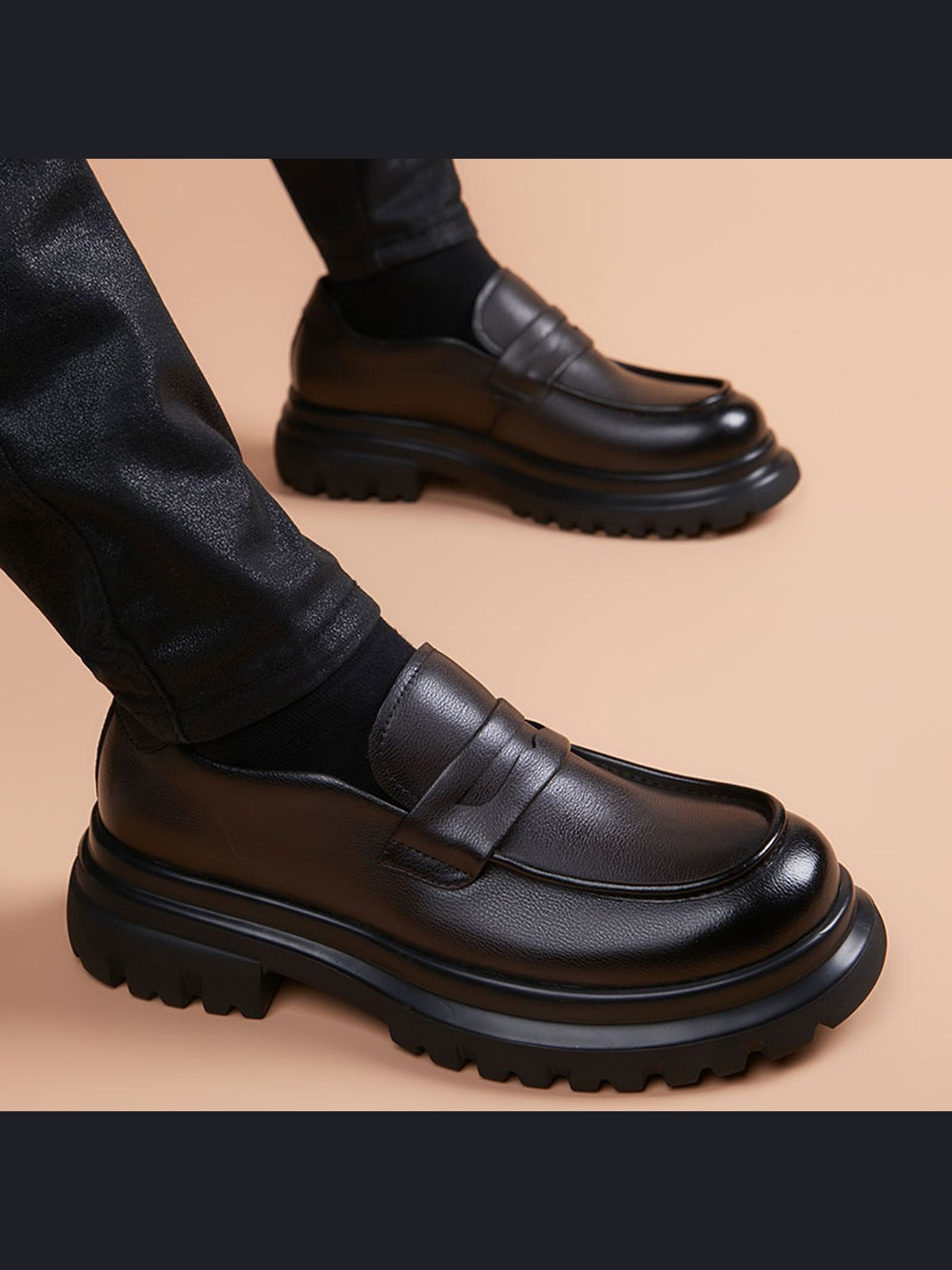 Brown handcrafted genuine leather shoes - color image