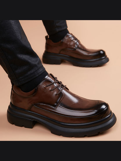 Brown handcrafted genuine leather shoes - color image