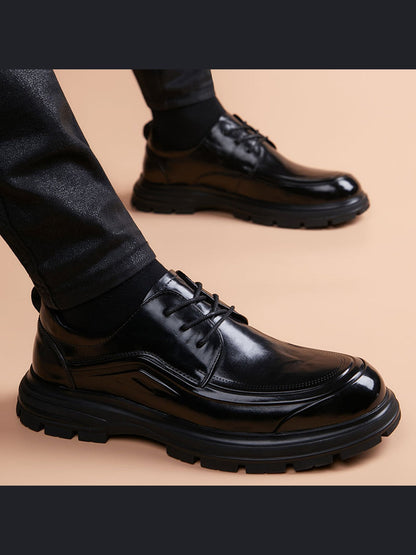 Black handcrafted genuine leather shoes - color image