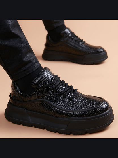 Black handcrafted genuine leather shoes - color image