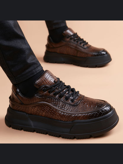 Brown handcrafted genuine leather shoes - color image