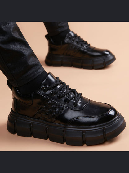 Black handcrafted genuine leather shoes - color image
